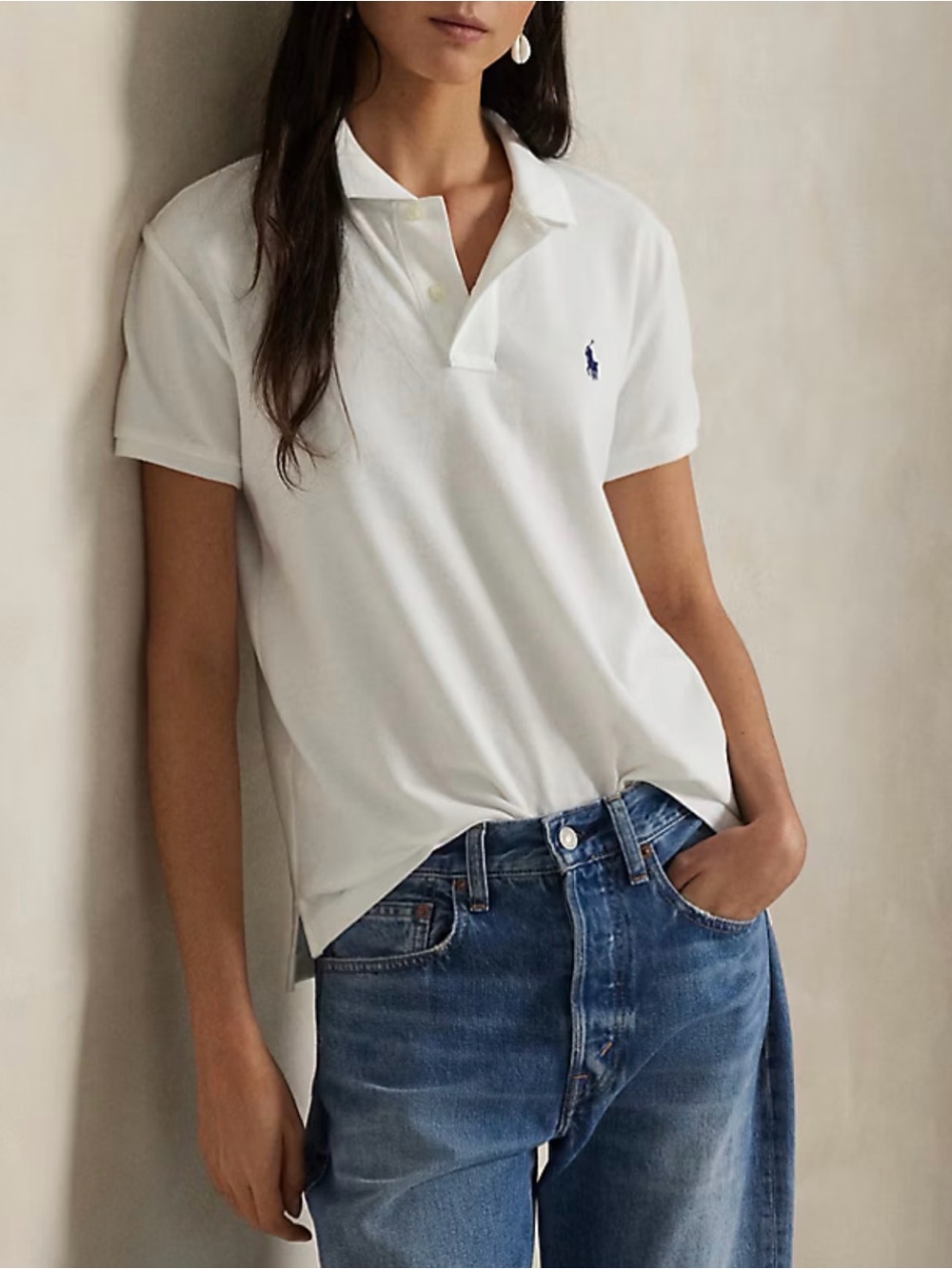 Ralph Lauren Women’s Classic Fit White Polo Shirt- Size Small